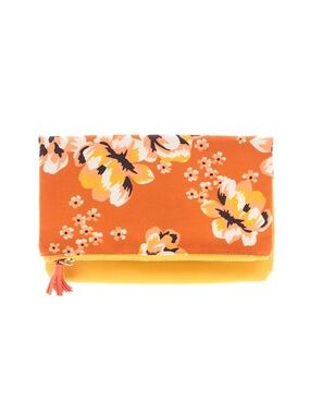RACHEL Pally Floral Fold-Over Clutch in Orange and Yellow